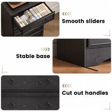6 Drawer Dresser For Bedroom, 52'' Tall Grey Dresser With Deep Drawers, Modern Tall Dresser Farmhouse Wooden Dresser Chest Of Drawers For Living Room, Hallway, Entryway - 黑色 - 查看 6