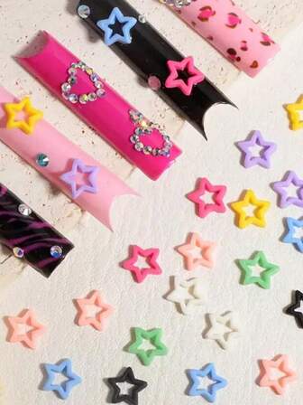 50 ชิ้น พลอยเทียม อะคริลิคเรซิ่นตกแต่งเล็บ, แบบผสมเสน่ห์, เหมาะสำหรับทำเล็บ DIY, ผู้หญิงและเด็กผู้หญิง