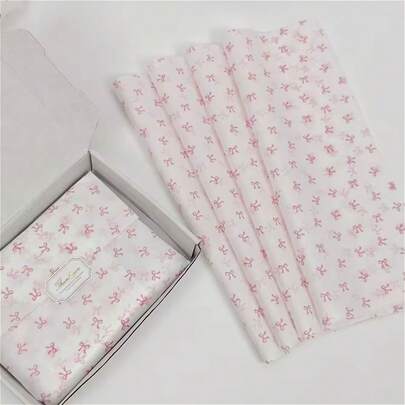 5/20/40张粉色蝴蝶结图案半透明薄纸，19.69*13.78英寸，适用于礼品装饰、花束包装、礼盒内衬、DIY等，适用于情人节、感恩节、母亲节、生日、婚礼、毕业季、派对和其他场合。