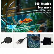 LED Clip-On Aquarium Light, 8W Waterproof USB Powered Fish Tank Light, 360° Flexible Adjustable Aquarium Light For Fish/Plants