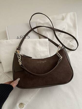 Fashionable Solid Color Letter Versatile Simple Armpit Women's Crossbody Bag Elegant Chain Shoulder Bag, Suitable For Shopping, Wallets, Shopping, Young Women, College Students, Newcomers, White-Collar Workers. They Are Very Suitable For Offices, Universities, Work, Business, Commuting, Outdoor Activities, Travel, And Outings