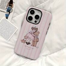 Funda de película dos en uno con diseño de oso de peluche  - Duradera, absorbente de impactos y protección moderna - Compatible con iPhone 16, 15, 14, 13, 12, 11, Plus, Pro, Max, regalo de cumpleaños perfecto para amigos - Blanco - Ver 4
