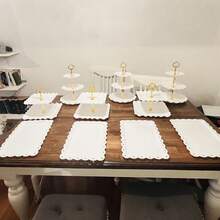 10-Piece Dessert Table Display Stand Set - 6 Multi-Tier Plastic Cake Stands & 4 Cookie Trays | Durable Easy-Clean Serving Set For Tea Parties, Birthdays, Holidays & Gatherings - 金桿白色蛋糕架10件套裝 - 查看 7