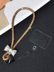 1条奢华水钻珍珠蝴蝶结装饰手机挂绳，创意全水钻钥匙扣吊坠，时尚多彩闪亮腕带，短款手持耐用防丢通用智能手机腕带，适合女性日常、约会、度假、旅行、工作，是送给母亲和女友的绝佳生日礼物 - 彩色 - 查看 31