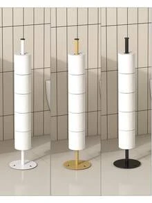 1 Giá đỡ giấy vệ sinh đặt sàn, giá đựng cuộn giấy vệ sinh gấp gọn với đế tròn, chứa được nhiều cuộn giấy hơn, thích hợp cho phòng tắm, phụ kiện phòng tắm - Nhiều màu - Xem 1