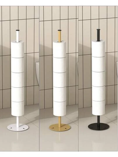 1 Stück Bodenständiger Toilettenpapierhalter, faltbarer Toilettenrollenhalter mit rundem Fuß, hält mehr Rollen, geeignet für das Badezimmer, Badezimmer Accessoires