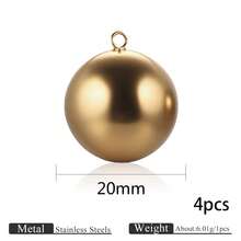 1 Or 4-Piece Stainless Steel 18K Gold-Plated Large Hollow Spherical Round Pendants (14/16/18/20/22/25/30mm), Suitable For DIY Jewelry Making: Necklace, Earring, Bracelet Components - Multicolor - View 29