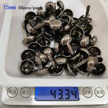 50/100个金属半球形圆形双脚铆钉，用于DIY手工制作皮革工艺包袋手提包底部保护