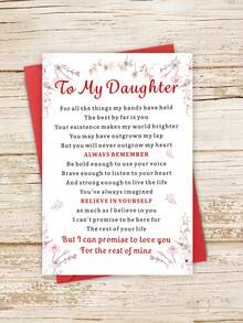 1 pieza Tarjeta de cumpleaños significativa con sobre - "Para mi hija" Diseño floral, mensaje sincero, papel de alta calidad, perfecto para hijas, nietas, hijos y madres - Regalo para todas las ocasiones, Tarjeta de cumpleaños | Tarjeta con diseño floral | Papel, Regalo para hija - Multicolor - Ver 3