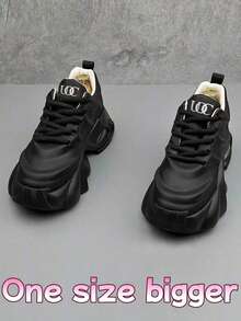 大一码（请选择小一码）高品质男士高跟时尚运动鞋，新款春夏防滑舒适波西米亚风气垫减震厚底休闲鞋，小众个性化设计厚底运动鞋，适合品牌 - 黑色 - 查看 5