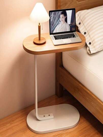 Mesa auxiliar para sofá cama, mesa auxiliar nordica en forma de U con tabloide, pequeña mesa auxiliar para todo uso, elegante y moderna