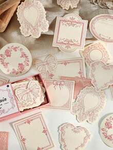 30 piezas/Caja Blocs de notas con relieve simple y creativo, material de manualidades DIY, regalo para fiestas, papelería personalizada para scrapbooking, esencial para volver a la escuela - Rosa - Ver 7