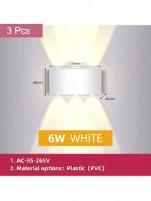 CANMEIJIA 室内LED壁灯，家居装饰多光源壁灯，户外防潮卧室照明壁灯，护眼柔光暖光，AC85-265V，适用于阳台/楼梯/楼梯间/室内/花园/客厅/浴室/厨房/卧室/走廊/过道
