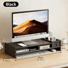 1 Giá đỡ màn hình bằng gỗ có ngăn chứa đồ, hỗ trợ cổ và thiết kế phân chia ngăn, kiểu dáng văn phòng đơn giản, hình chữ nhật màu trắng/đen với 3 khe cắm bút + không gian lưu trữ phía dưới, chân đế chắc chắn giúp nâng cao màn hình và sắp xếp bàn làm việc gọn gàng cho văn phòng/nhà. - Nhiều màu - Xem 7