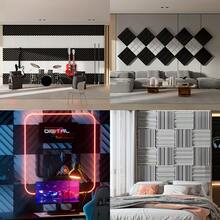 吸音泡沫 24 片装 12"X12"X2" 蘑菇头吸音泡沫板 录音室海绵垫 墙面隔音 KTV房隔音 家居装饰（无背胶） - 彩色 - 查看 7