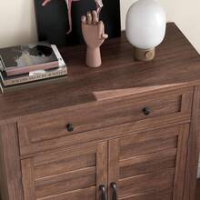 Gabinete de buffet de 3 niveles con 3 estantes y cajón ajustables, gabinete de almacenamiento de cocina para el comedor y la entrada - Marrón - Ver 4