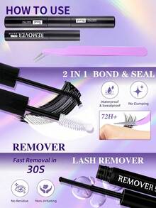 140片装 C型卷翘混合款假睫毛簇，长度8-16毫米，纤细自然，DIY单根假睫毛，易于佩戴，可重复使用，适合日常妆容。睫毛簇，单根假睫毛，假睫毛，D型卷翘睫毛簇，大容量套装，新手友好型假睫毛教程，浓密蓬松的DIY分段式睫毛嫁接套装，包含胶水、封层剂和镊子。 - 彩色 - 查看 9