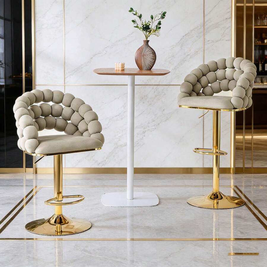 Barstools - Gray + Metal + Velvet + Metal - View 1