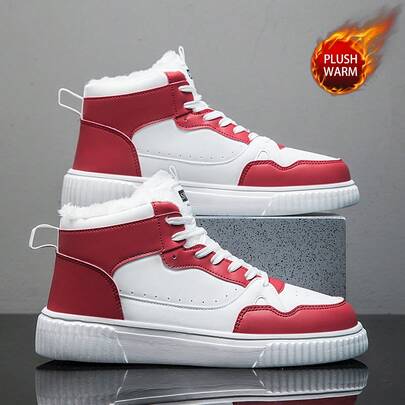 Men's Fashionable High-Top Casual Sneakers, Suitable For Hiking, Trekking, Versatile, Korean Style, Sporty, Teenagers