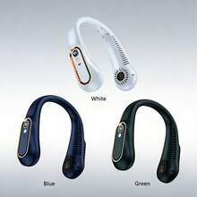 GICOOK Portable Neck Fan, Neck-Mounted Fan, USB Fan, 5 Speed Settings, Silent Design. Battery-Powered, Can Last Up To 10 Hours. Portable USB Fan, A Cooling Fan Using Air Turbine Technology, Suitable For Outdoor Activities, Travel And Beach Use. - 藍色 - 查看 9