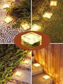 1/2/4个装户外太阳能圣诞灯,暖光花园地灯,户外花园装饰照明,嵌入式地灯路径灯,白/暖光庭院房屋楼梯灯,LED夜灯,多功能户外柱灯,适用于圣诞节、万圣节、开斋节、情人节 - 白色 - 查看 6