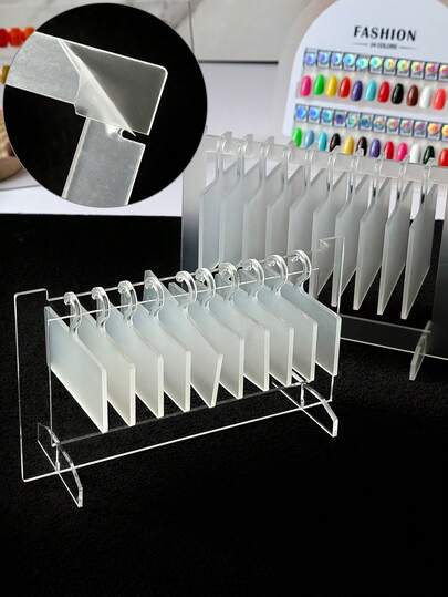 Soporte de exhibición para esmalte de uñas acrílico, tarjeta de almacenamiento y exhibición de colores de arte de uñas con 1 soporte y 10 tarjetas de exhibición