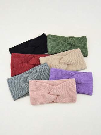 1 pieza Diadema de punto de doble capa para mantener el calor, protección de orejas, diadema, diadema, accesorios para el cabello de yoga, lavado de cara, diadema ancha