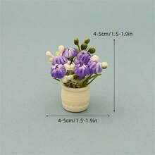 5株/3株/2株/1株迷你娃娃屋人造菊花植物，手工DIY配件，娃娃屋客厅卧室花卉装饰，微景观摄影道具 - 彩色 - 查看 3