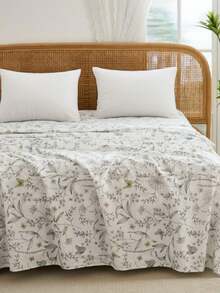 1 pieza Juego de sábana individual con estampado de mariposas multicolor en estilo floral gris, de algodón puro en estilo campestre americano, adecuado para diversos escenarios en dormitorios, producto suave y amigable con la piel preferido para regalo de vacaciones, para niños y niñas, 1 sábana