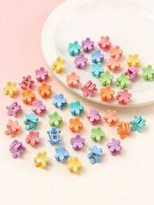 30个/套 女孩可爱纯色闪亮花朵发夹，适合日常佩戴，送朋友的礼物，发夹 - 彩色 - 查看 4