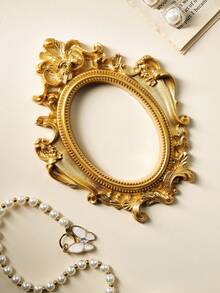 1 Khung ảnh nhựa cổ điển họa tiết hoa 3D màu vàng, phụ kiện trang trí cho nhiếp ảnh, trang trí nhà thu nhỏ, không khí ngày lễ - Vàng - Xem 9