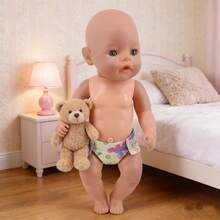 1/2/3/4/5片装随机图案娃娃尿布，适合16~18英寸的婴儿娃娃，毛绒娃娃配件，易于穿脱的按扣式娃娃内裤，各种可爱的卡通图案，是送给男孩女孩的生日或节日礼物。