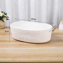 1/3pcs Handmade Woven Round Rope Basket, White, Open-Top, Collapsible Storage Basket. Suitable For Storing Cosmetics, Snacks, Keys, Toys And Miscellaneous Items. Multifunctional Home Storage Bag, Applicable For Bedroom, Bathroom, Living Room Desktop Organization And Classification. - White - View 9