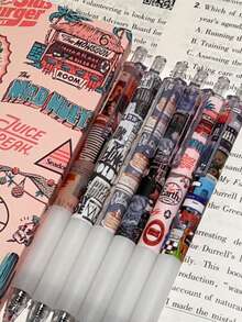 Bộ 6 bút chì bấm kiểu cổ điển 0.5mm, mực đen, thiết kế retro, thích hợp cho học sinh, thi cử. - màu đen - Xem 3