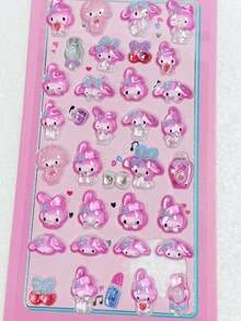 3D Cute Cat Cartoon Nail Art Stickers, Sweet & Fresh Design For Kids, 2025 New Arrival, 5D Embossed Nail Decals, Glow-In-The-Dark, Cartoon, Strawberry, Butterfly, Embossed, Star Patterns - Multicolor - View 4