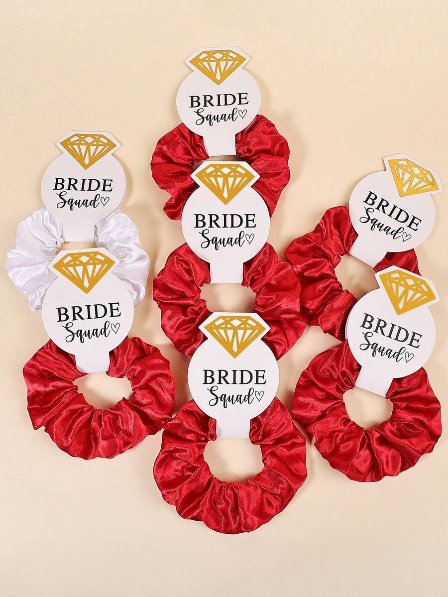 7个装缎面发圈，多色可选，适合婚礼、单身派对、伴娘礼物、婚礼配饰，呵护秀发，女士发绳，发圈，家居美发饰品