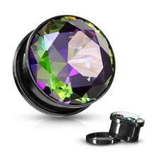 2件装不锈钢立方水晶螺旋耳扩扩器耳环穿刺饰品 - 圓形的 - 查看 7