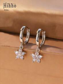 Hihho 2pcs Cubic Zirconia Water Drop Earrings - Silver - View 2