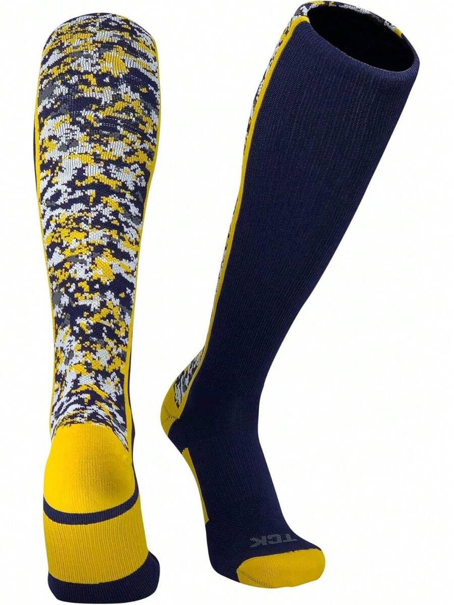 Calcetines de béisbol, fútbol y fútbol americano TCK Digital Camo Elite azul marino y dorado hasta la rodilla (X-Large (12-15)) - 1 - Ver 1