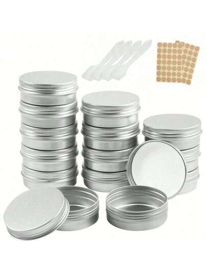 6/12pcs Refillable Aluminum Tin Cans, Aluminum Canisters With Screw Lids And Labels, Reusable Travel Size Containers For Lipstick, Lotion, Cream, Mask, Small Candles, Cosmetics