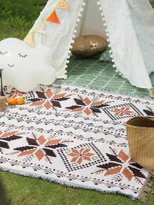 1pc Picnic Mat With PU Strap, Moisture-Proof Pad, Thickened Bohemian Style Ground Mat, Outdoor Tent Camping Blanket Picnic Mat With Strap - Multicolor - View 8