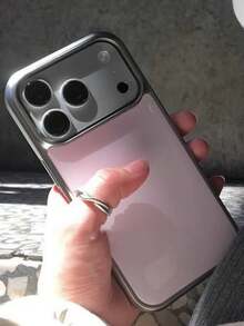 Ombre Purple With Silver Trim Electroplated Phone Case, Compatible With 17 Pro Max, 17 Pro, 17 Air, 16 Pro Max, 15, 14, 13, 12 Pro Max, 14, 15, 16 Plus, 11, Sweet Minimalist Stained Color Hard Back Cover, Suitable As Valentine's Day Gift For Girls - Pink - View 2