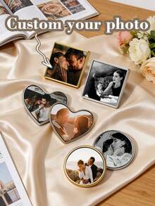 Customized Photo Brooch Personalized Memorial Photo Pin Heart Round Square Lapel Pin Jewelry Gift - Multicolor - View 1