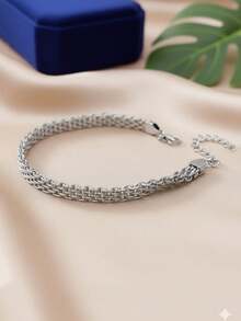 1pc Gold Stainless Steel Plated 18K Mesh Strap Watch Band Bracelet, Minimalist & Versatile For Daily Decoration - Mesh Bracelet - View 10