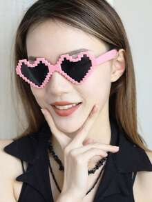 1/2 pares de gafas con forma de corazón vintage y estilo mod, para mujeres y hombres, gafas de colores transparentes con forma de corazón, tema de amor, para Gras, fiestas de verano, cumpleaños, despedida de soltera, San Valentín, accesorios para fotos, artículos para fiestas - Multicolor - Ver 7