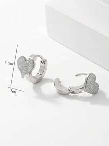 1 Pair Fashionable Classic Versatile Commute Chic Personalized High-End Heart Design Earrings For Women - Silver - View 7