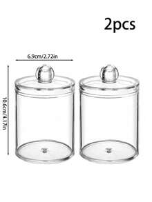 4pcs Q-Tip Holder Organizer, For Cotton Pad Toothpick Holder, Bathroom Canister Cleaning Stick Storage, Makeup Organizer Transparent Plastic Apothecary Jars With Lids - Clear - View 11
