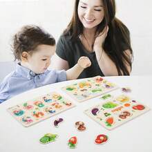 1 Set3D Stereoscopic Wooden Jigsaw Puzzles, Educational Cognitive Style Animal & Vehicle Pattern Cartoon Shape Fine Motor Skill-Building Early Learning Toys For 3-6 Years Old, Perfect For Christmas & Birthday Gifts - Khủng long - Xem 3