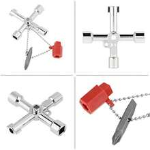 Intersectar Llave Llave para Caja de Armario Eléctrico, Universal 4 en 1 Clave Multifuncional, Herramienta de Aleación de Zinc Portátil con Destornillador, Triángulo, Cuadrado, Círculo para Medidor(default) - Multicolor - Ver 7