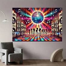 A Vibrant Disco Dance Floor Backdrop Tapestry Is Highly Suitable For Use As A Festive Wall Decoration, An Outdoor Hanging Item, A Party Backdrop - 白色 - 查看 4